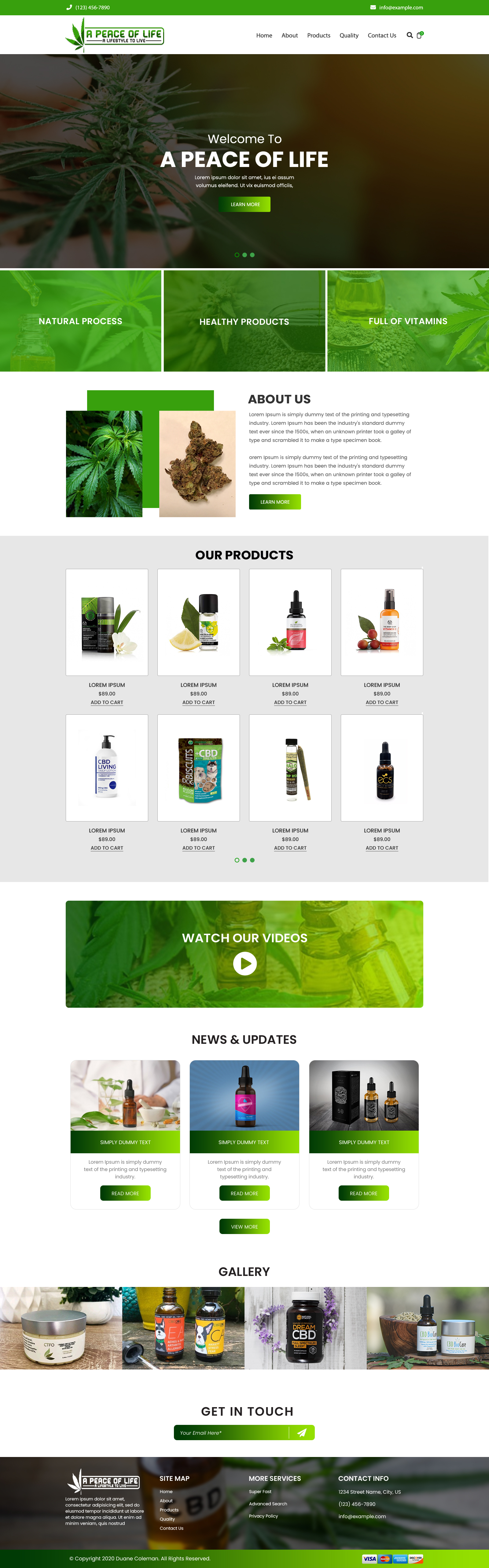 A Peace Of Life CBD & Wellness Website preview